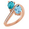 14K Rose Aquamarine, London Blue Topaz and .125 CTW Diamond Ring Ref 11831652